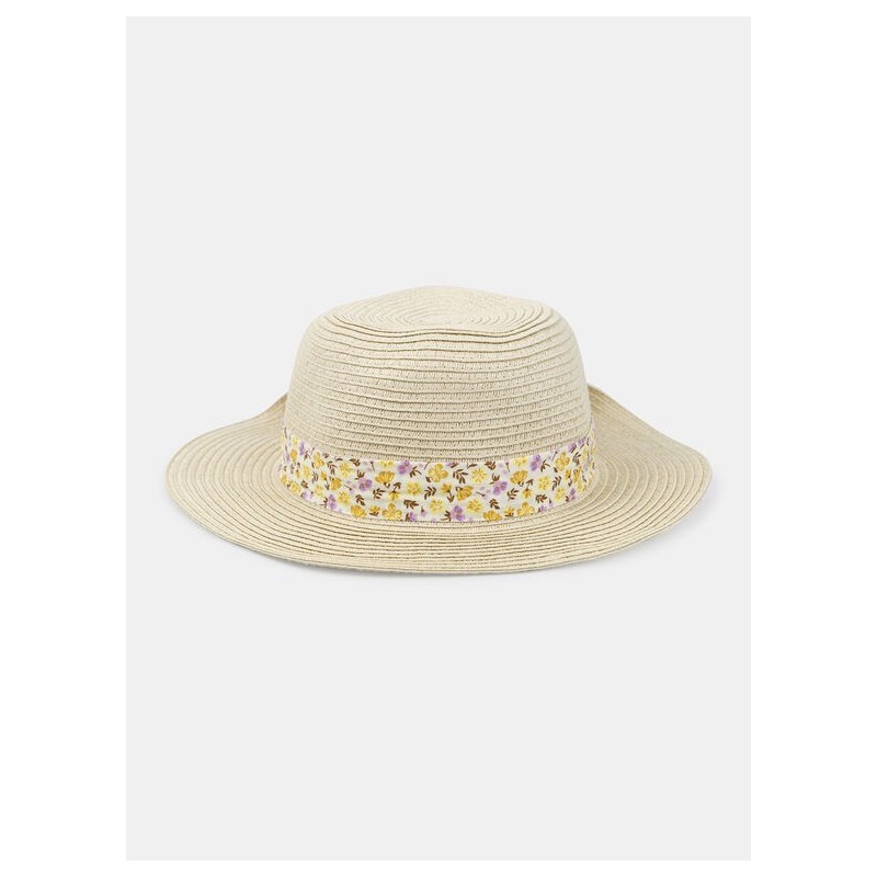 chapeau en paille à imprimé fleuri